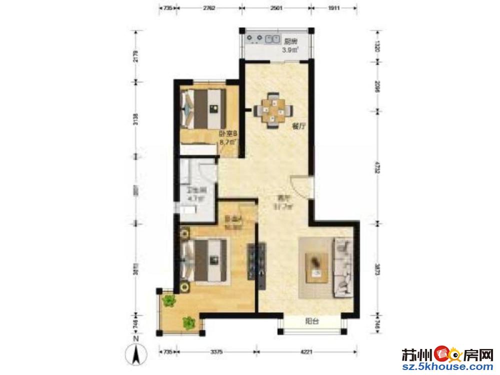 劳动路西环路 凤凰熙岸 欧装两室 押一付一 拎包入住干净整洁