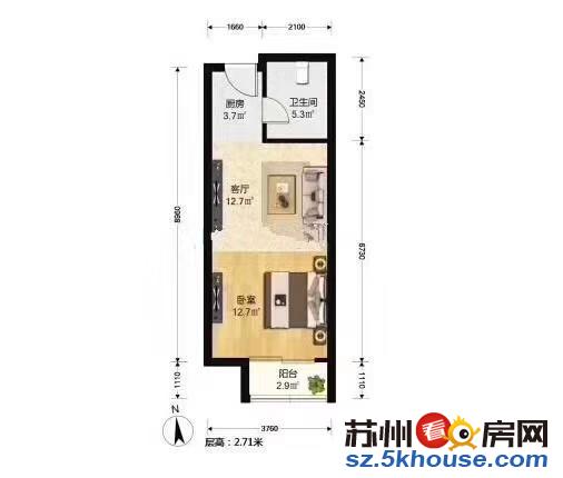 阳光水榭附近城南印象精装一室出租 近地铁 随时看房 拎包入住