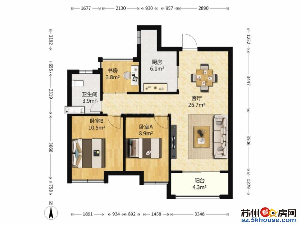 弘阳上湖 朝南主卧空中花园750一个月