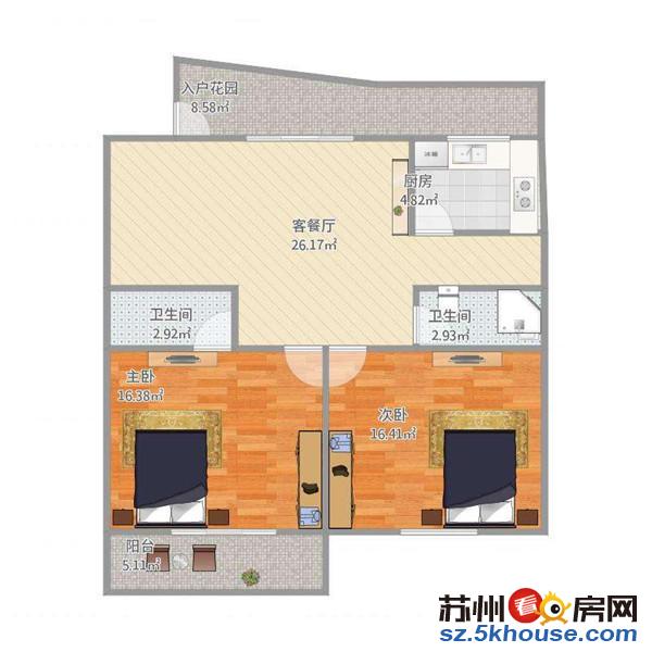 子胥花园精装大两房家具家电全新靠近地铁看房随时可以