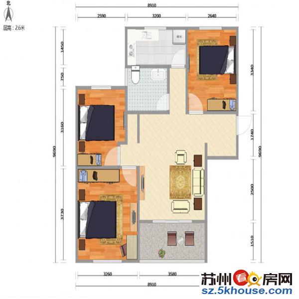 宝邻苑中装四房 家具家电齐全 可做员工宿舍 有钥匙随时看房