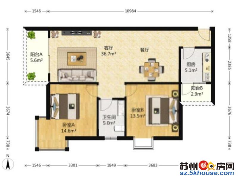 康佳花园六区精装电梯两室拎包入住随时看房