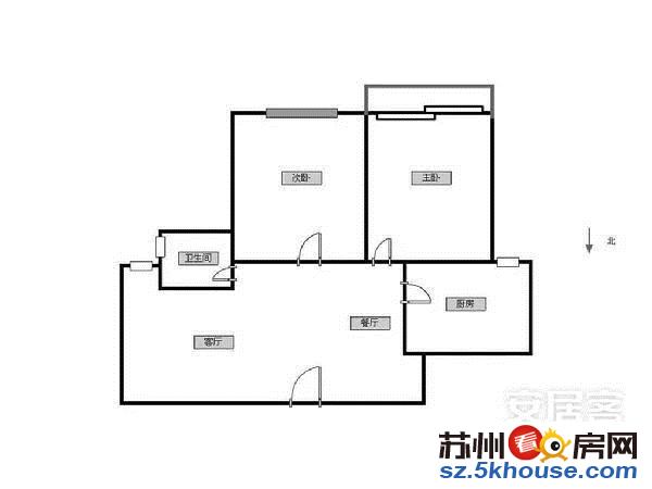 宝邻苑66平2室1厅精装修带11平2100月