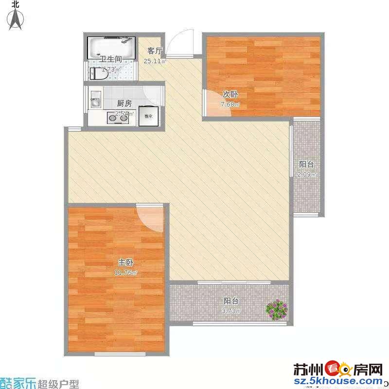 宝邻苑精装两房 家具家电齐全 南北通透房东自住出租 拎包入住