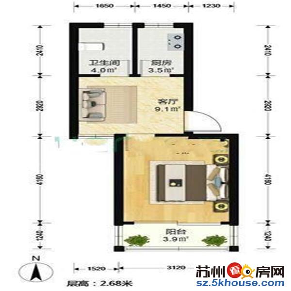 莲香精装一室一厅家电齐全靠近斜塘老街欧尚超市随时拎包入住