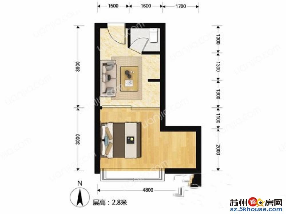 采莲路恒达中环百汇精装单身公寓 民用水电2号轻轨旁 拎包入住