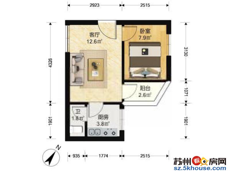 石路地铁口 西城永捷 国展中心 精装一室电梯房 民用水电