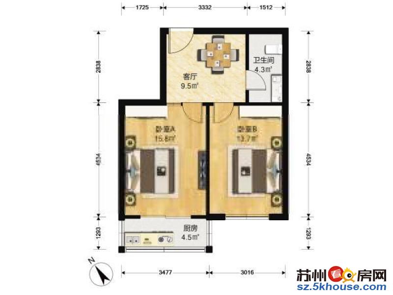 桐泾北路与玻纤路交汇玻纤新村精装两室朝南拎包入住有钥匙