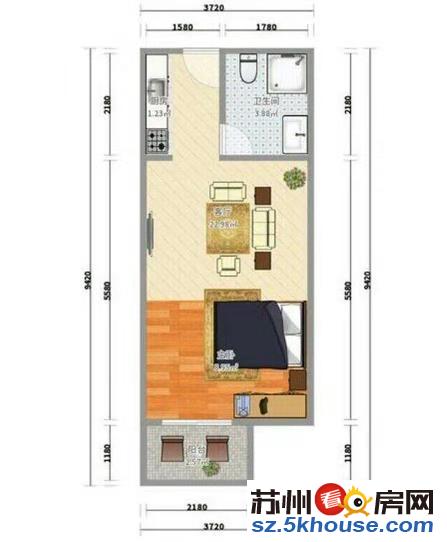 相城天虹公寓 精装修一室一厅 家电全新 配套齐全 拎包入住