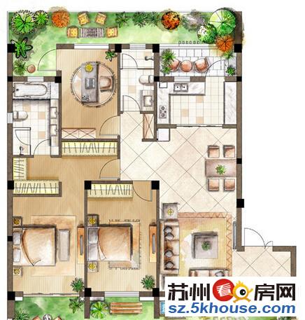 万达华府 吴中万达广场 精装3房2卫 品牌家具拎包入住可月付