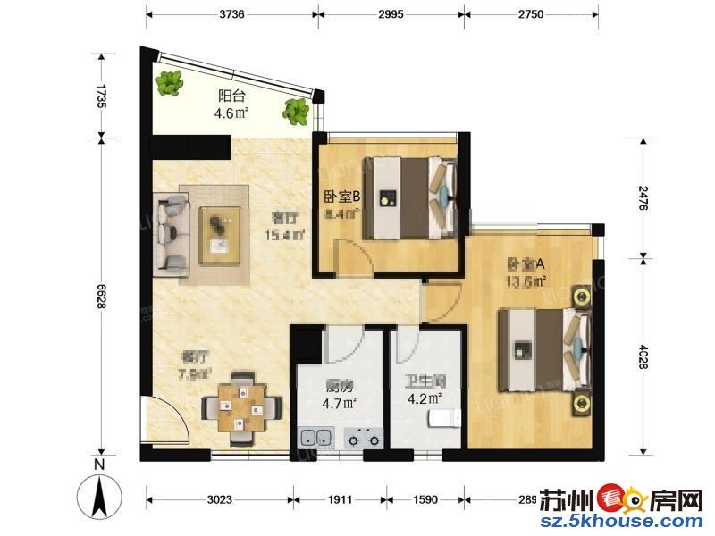 运河公馆 惠丰花园 柠檬城 永旺宜家边2房家具家电齐拎包入住