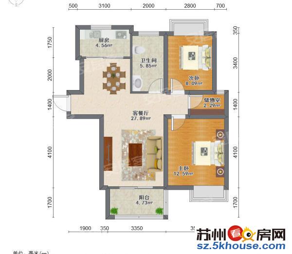 出租香城花园一期精装大两房2800元  家电齐全  拎包入住