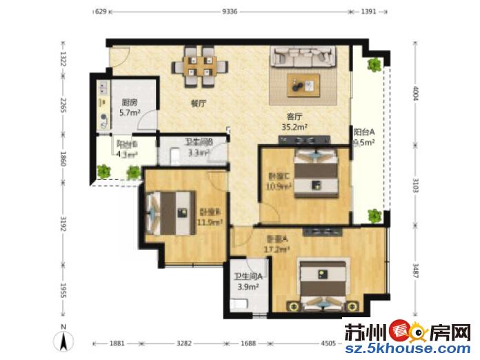 大龙港新村团结桥站水城丽都龙港花苑吴中大厦附近三房家电齐全