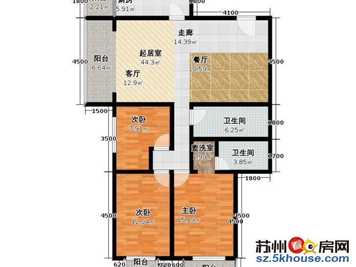 苏锦地铁口橘子国花园两室两厅便宜出租