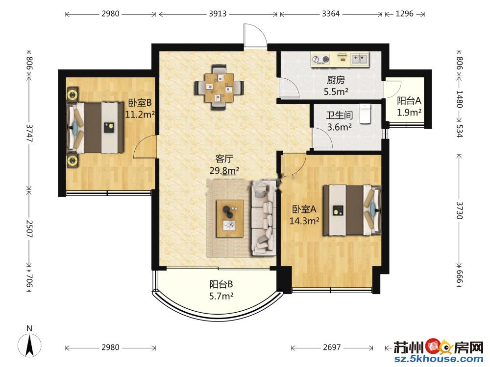 急售 君地风华 两房 自住精装修 户型通透 看房方便