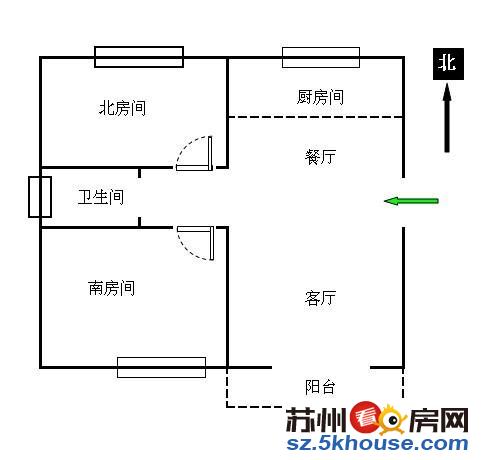 小区前排采光视野无敌 南北通透大2房 毛坯空关有钥匙