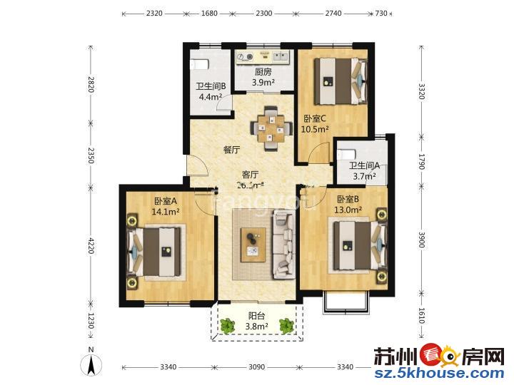 御苑家园中上楼层采光无遮挡南北通透 地铁出口五百米