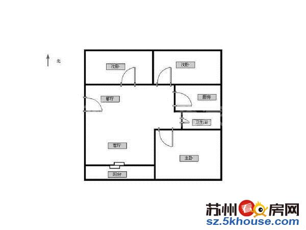 万科金色里程C户型3房两厅一卫边户南北通透