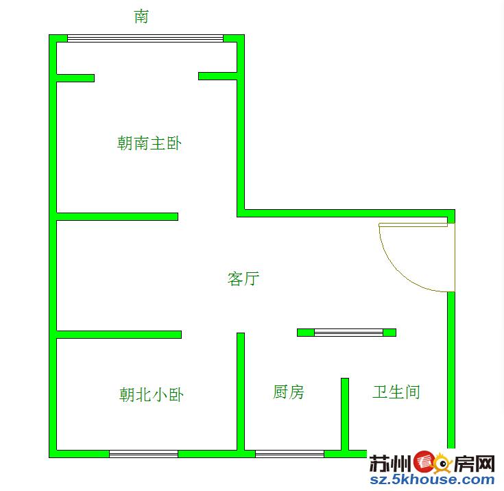 金塘新村两房一厅简装修54平方98万