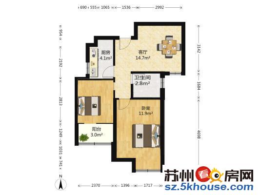 自住精装 空关房 2房2厅1卫 和美家园 楼层适中 出行方便