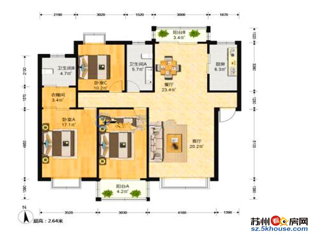 溪东三区自住婚装三房两卫124平190万满两年首付三成