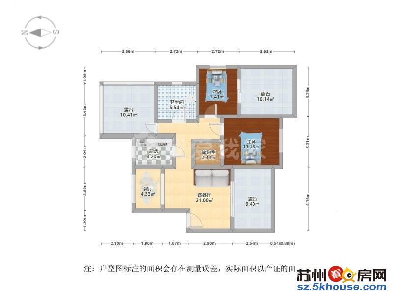 木渎棕榈湾花园 二室二厅 带三个露台 看房请提前