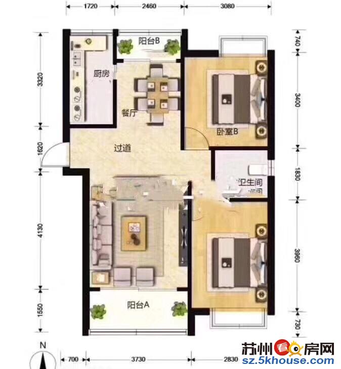 理想城精装多层两房 带双阳台带大 满五唯一省税 家电全留