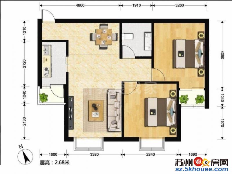 鼎泰花园两房朝南采光好自住装修户型佳家私全留交通便利