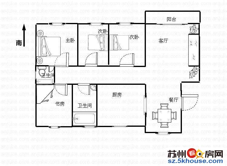 新上嘉和丽园 精装改善大四房.四开间朝南南北阳台有钥匙