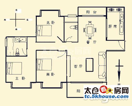 上上海花城 160万 3室2厅2卫 精装修 
