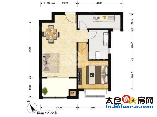 住家不二选择,万鸿塞纳丽舍 71万 1室1厅1卫 精装修