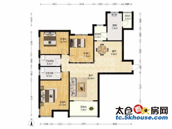 太仓娄江新城政府打造 横沥佳苑  126万 3室2厅1卫 精装修 急售