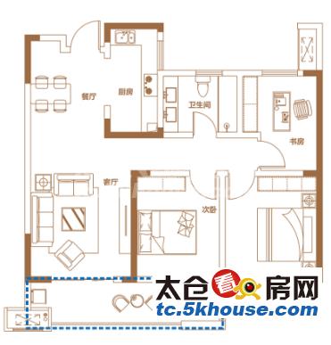 太仓南洋广场5km次新品质小区精装修三房送车位随时可看