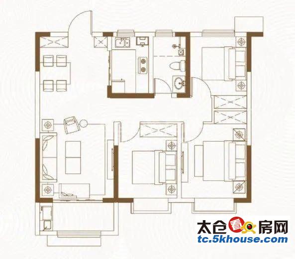 房东急售太仓南洋广场5km次新品质小区精装修三房送车位随时看