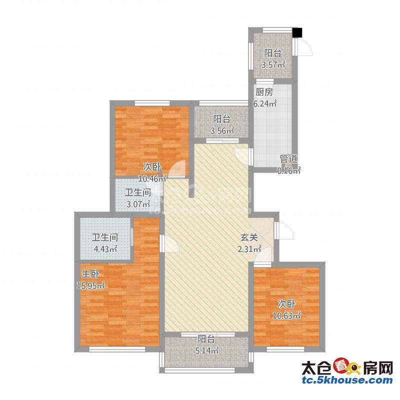 又好又便宜的房子哪里找?华源上海城三期 仅需226万 3室2厅2卫 精装 三开间朝南南北通透