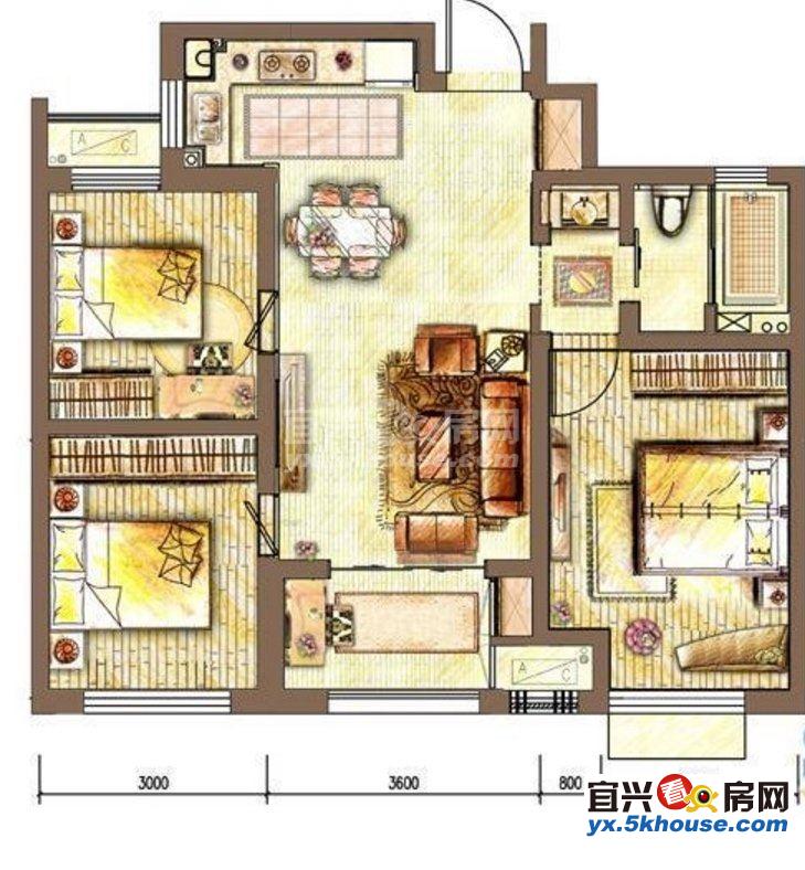 城东苏宁天氿御城低层豪华装修3室2厅1卫3600元月