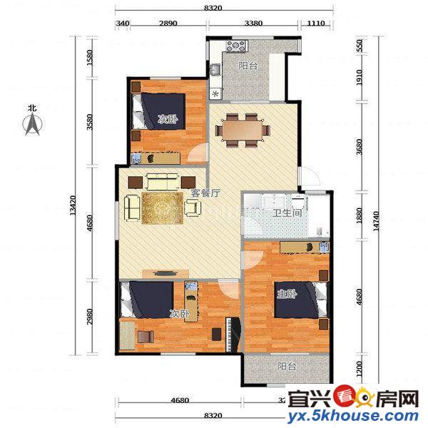 芦庄六区兰苑精装三房 房龄03年可商贷 户型正气南北通透