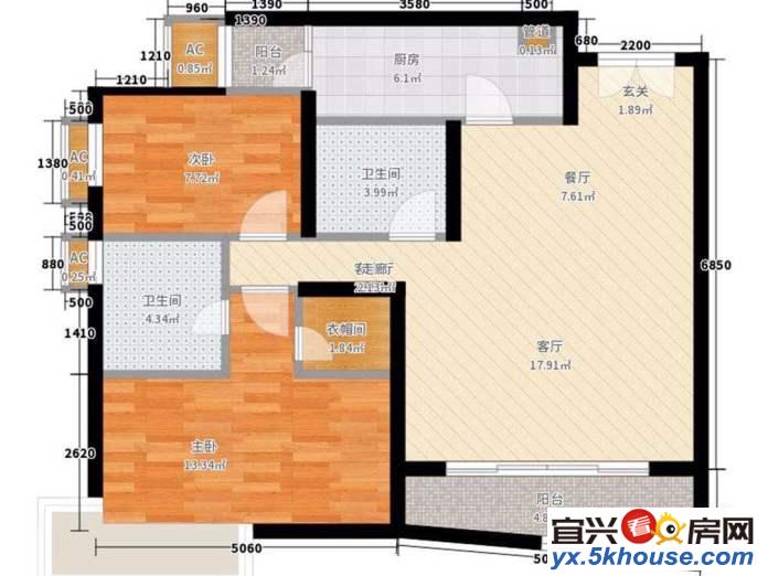 下漳花园5楼3X2X1,毛坯加简装,空调,热水器,洗衣机