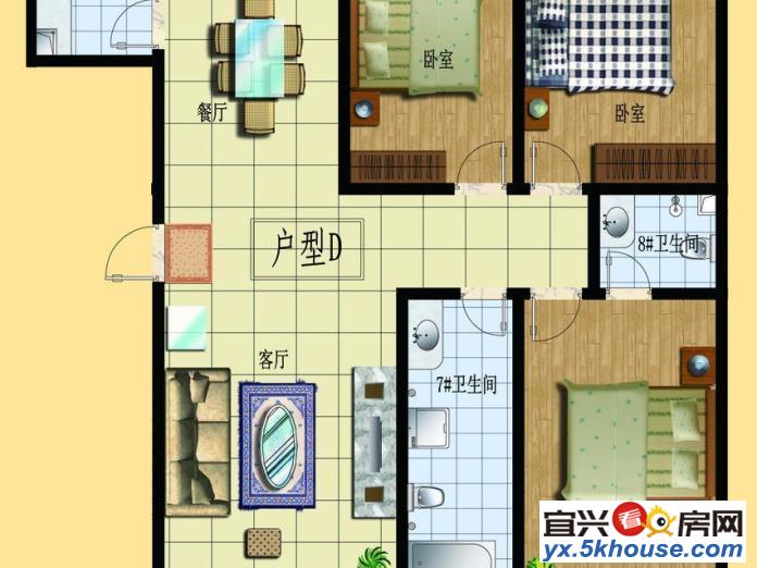 出租新宜滨3楼95平米2室2厅空调2只 热水器 设施齐全