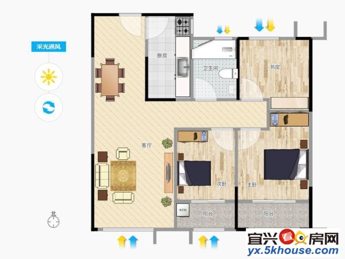 宜城街道临阳羡小学家和花园3室好房,精装修,拎包入住。