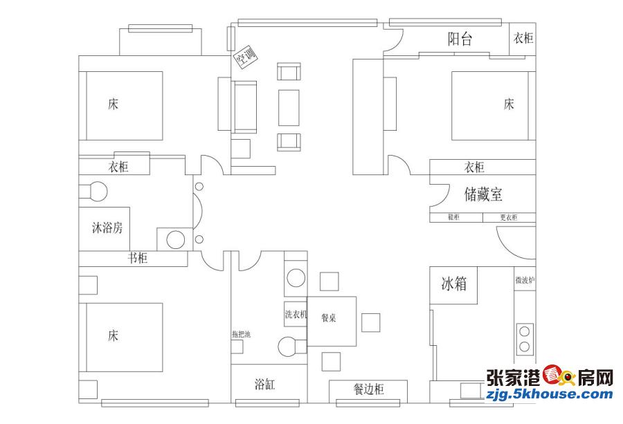 国泰小区3楼 三室二厅二卫精装,品牌家电,拎包入住