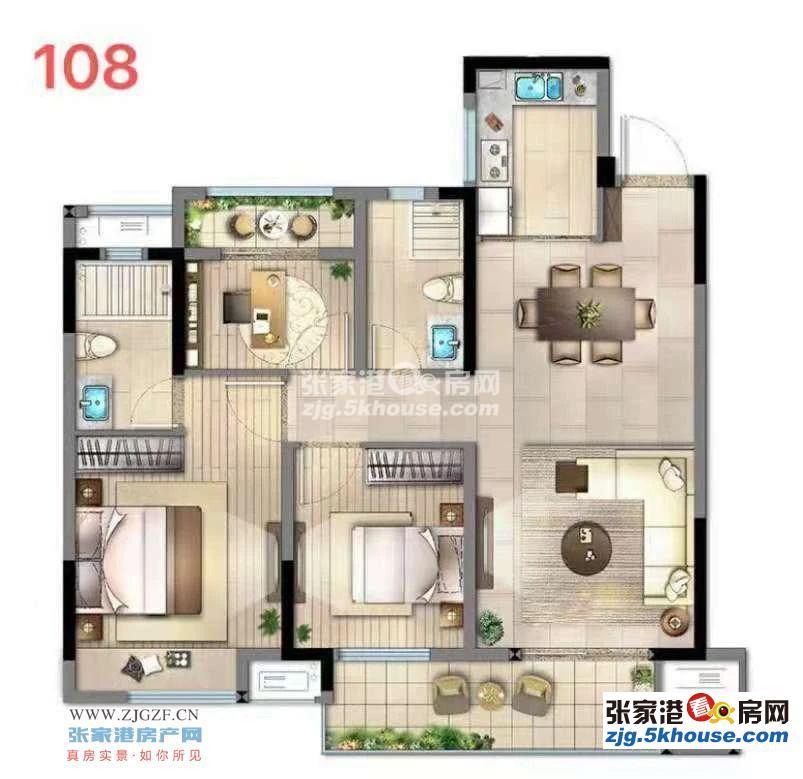 名校旁云筑高铁红盘10楼108平方精致装修三室二厅149万元